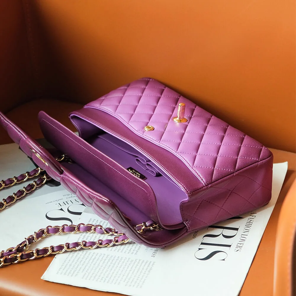 Reference image illustrating Replica Chanel Classic 11.12 Handbag in Purple Gradient Lambskin – A Detailed Style Guide