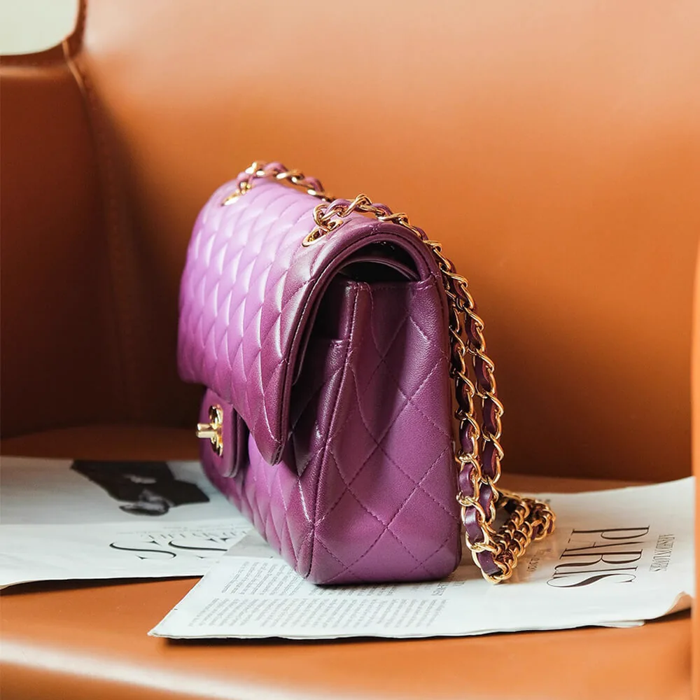 Reference image illustrating Replica Chanel Classic 11.12 Handbag in Purple Gradient Lambskin – A Detailed Style Guide
