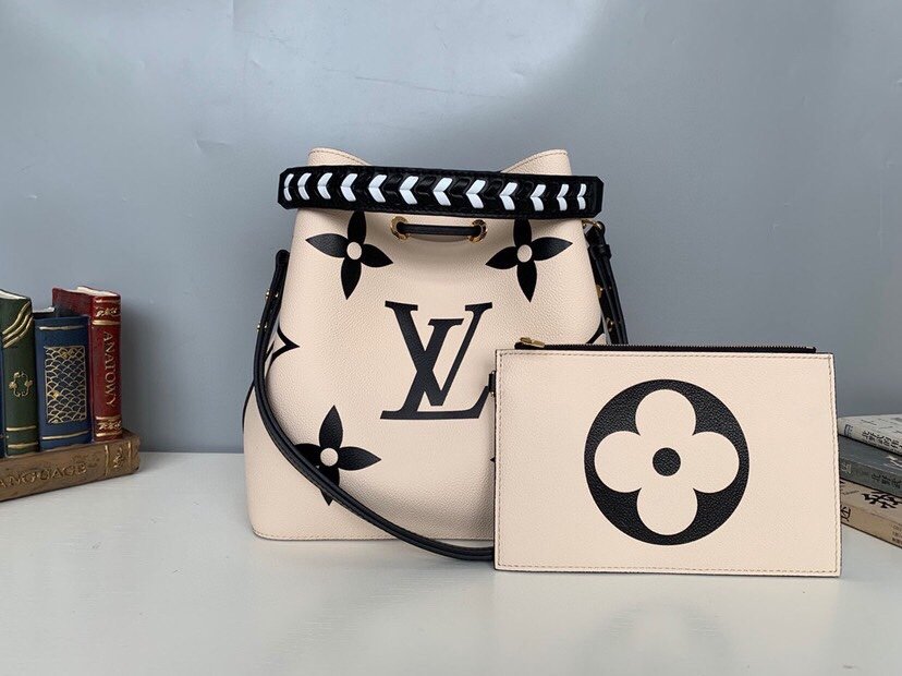 Reference image illustrating Replica Louis Vuitton NeoNoe MM Bucket Bag in Monogram Canvas (Model M56889)