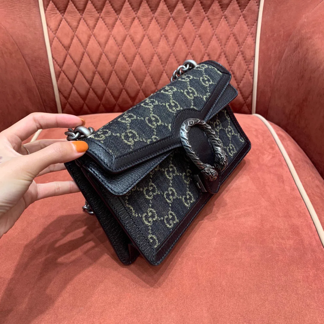 Reference image illustrating Replica Gucci Denim Mini Bag – 499623 Style Shoulder Bag in Blue Denim
