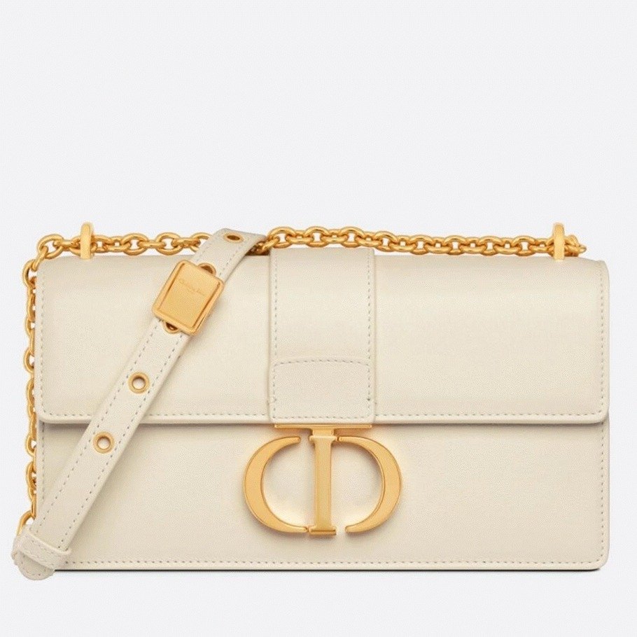 Replica Dior 30 Montaigne East-West Bag with Chain in White Calfskin thumbnail