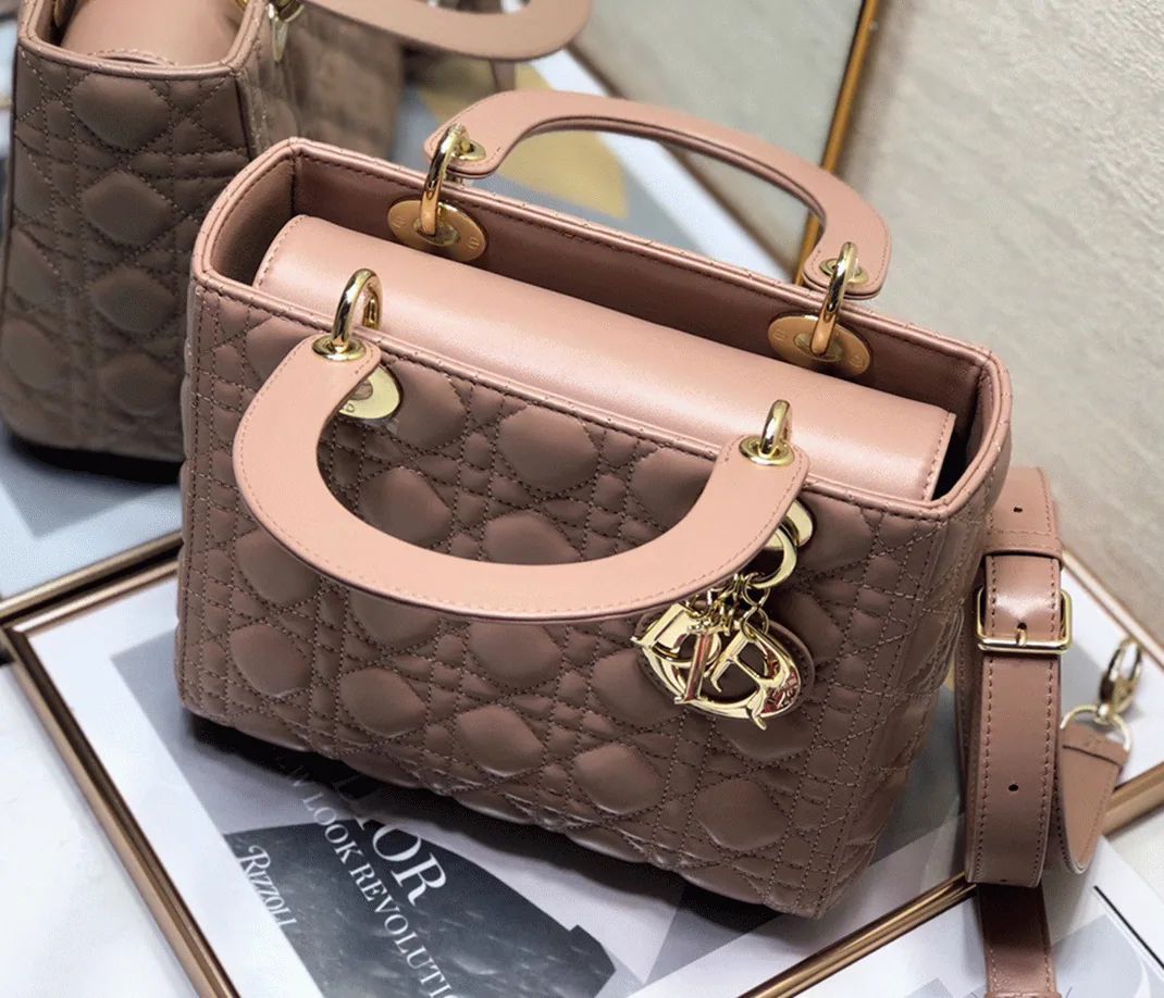Reference image illustrating Replica Dior Lady Dior Medium Bag in Blush – Timeless Icon with Cannage Stitching