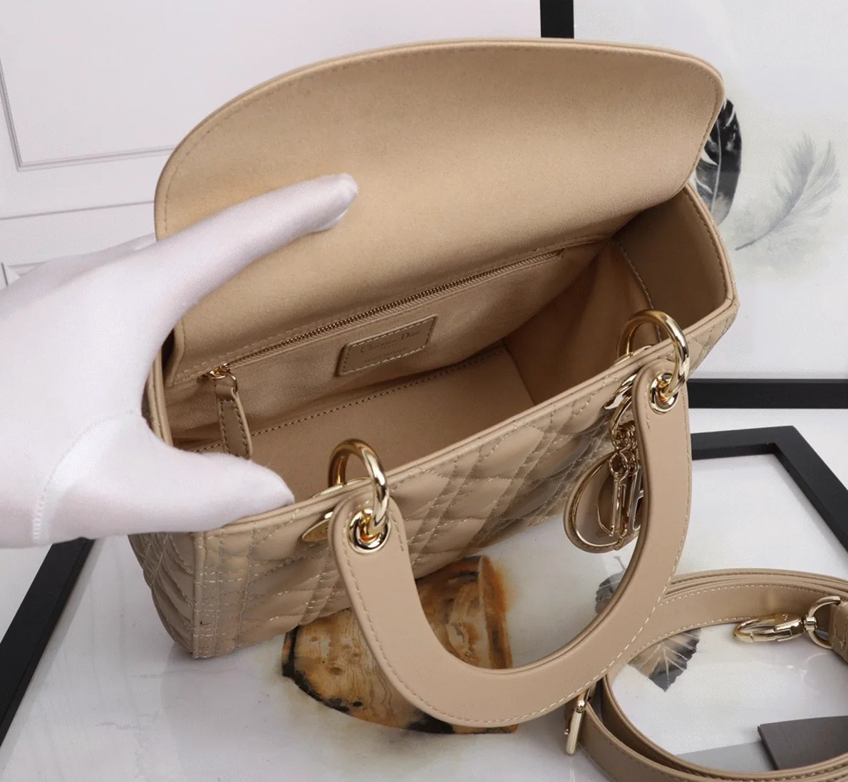 Reference image illustrating Replica Dior Lady Dior Medium Bag in Beige – Design, History & Styling Guide