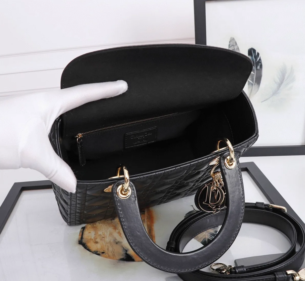 Reference image illustrating Replica Dior Lady Dior Medium Bag in Black – A Style Icon’s Story