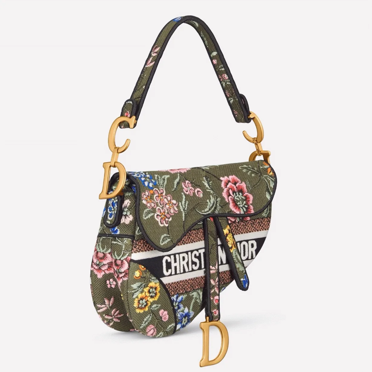 Replica Dior Saddle Bag in Green Multicolor Dior Petites Fleurs Embroidery thumbnail