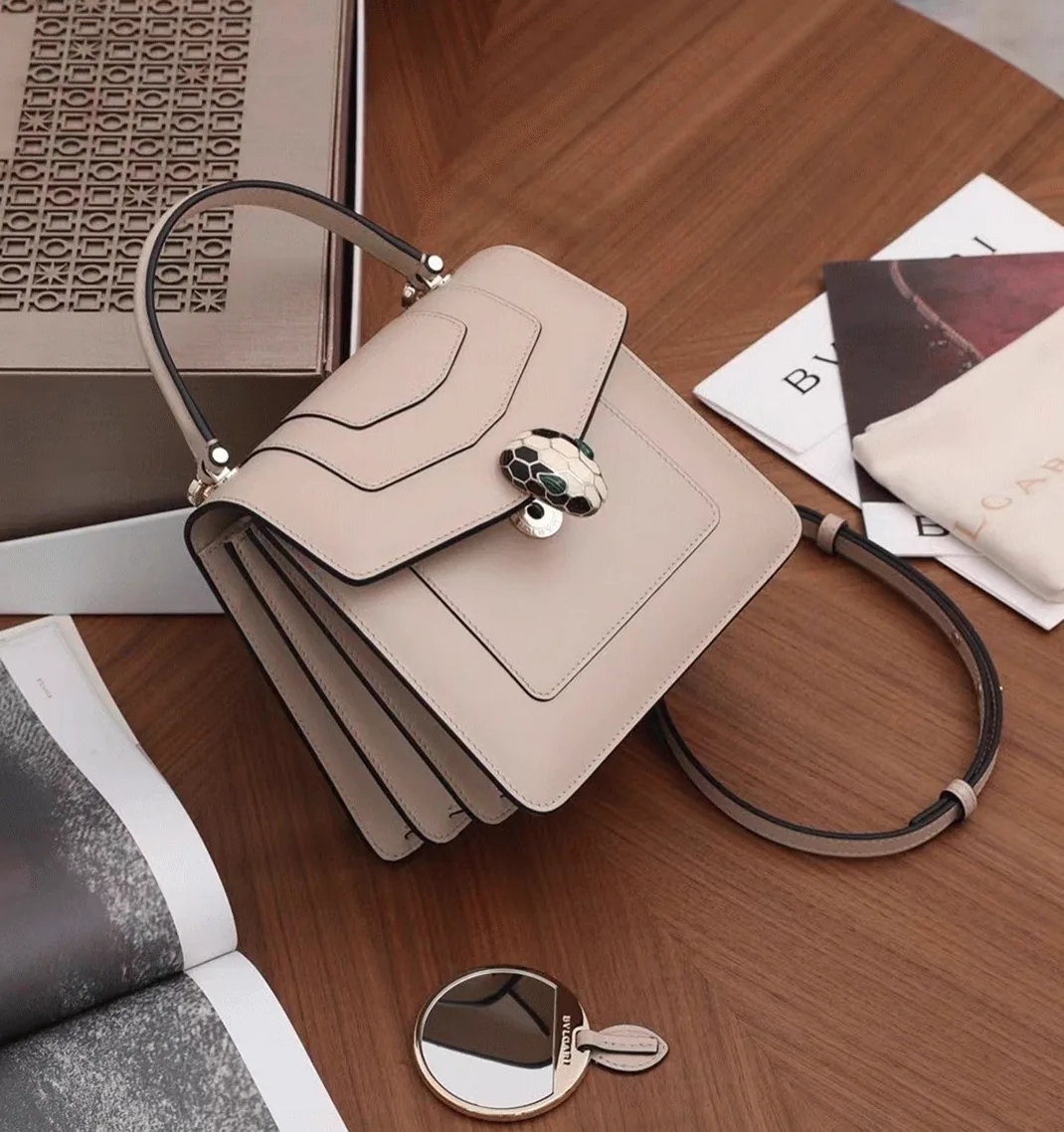Reference image illustrating Replica Bvlgari Serpenti Forever Small Bag in Beige Calfskin – Design & Style Guide