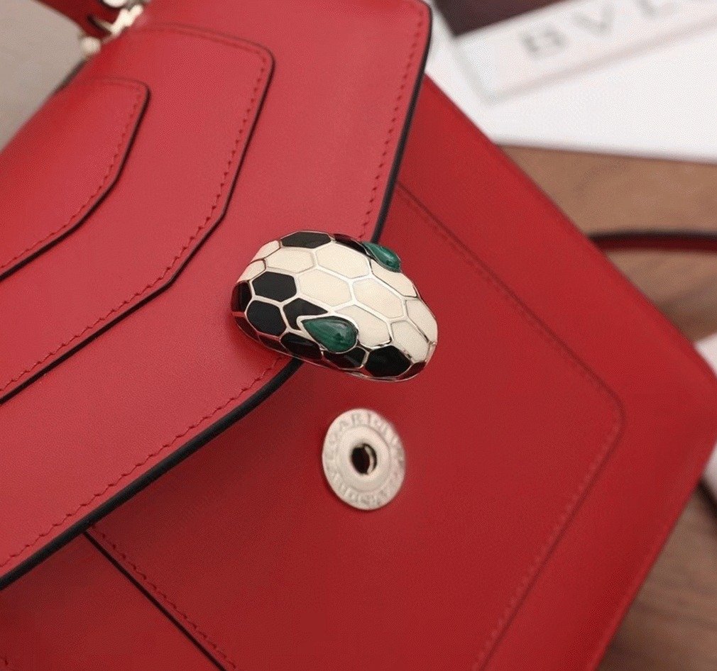 Reference image illustrating Replica Bvlgari Serpenti Forever Small Bag in Red Calfskin – Style & Design Guide