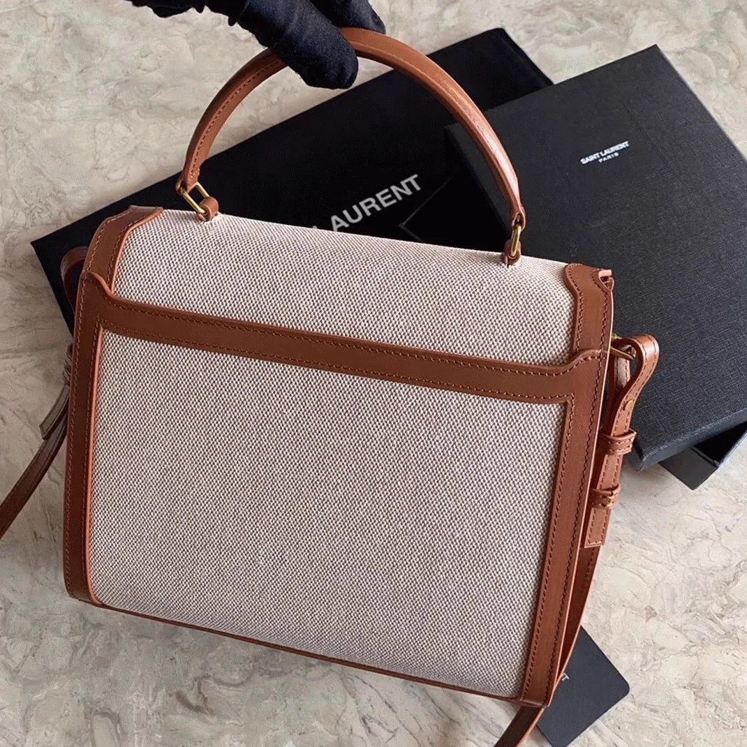 Reference image illustrating Replica Saint Laurent Cassandra Medium Bag in Beige Canvas – A Detailed Style Guide