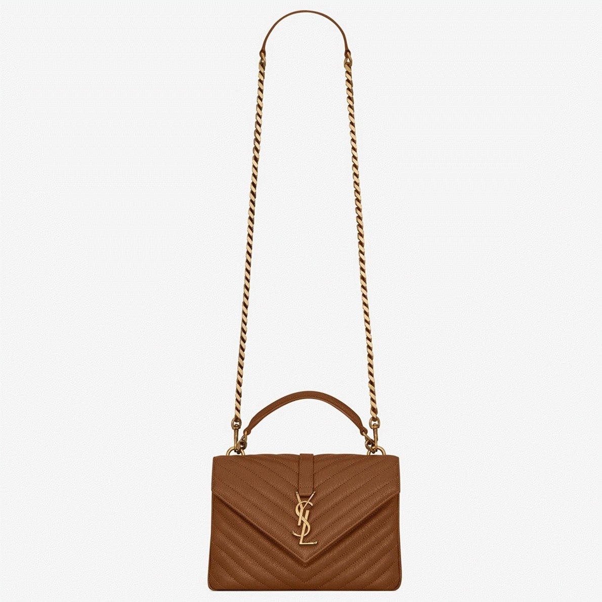 Replica Saint Laurent College Medium Chain Bag in Brown – A Detailed Style Guide cover image
