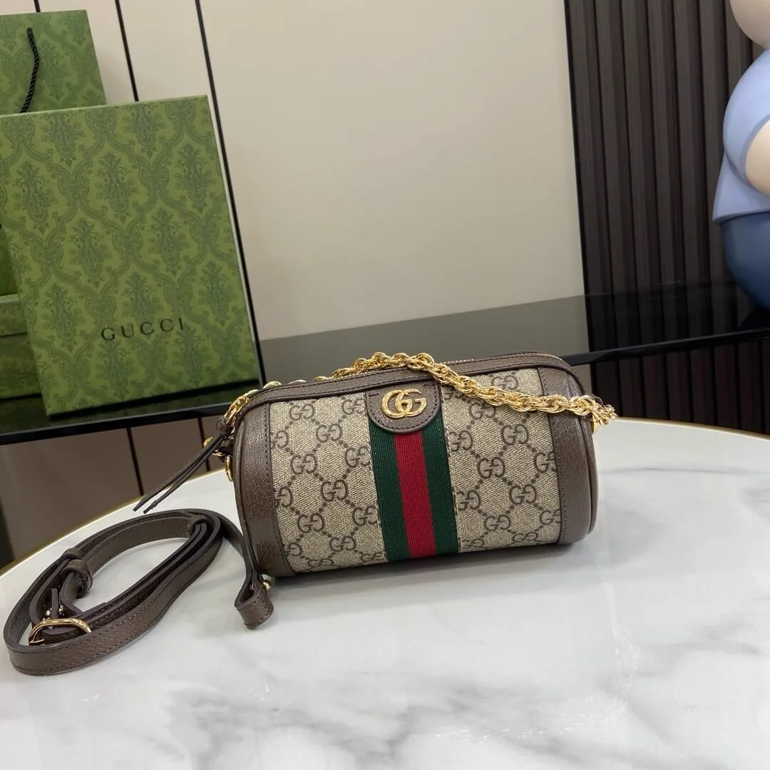 Replica Gucci GG Ophidia Mini Shoulder Bag – Beige/Ebony GG Supreme Canvas thumbnail
