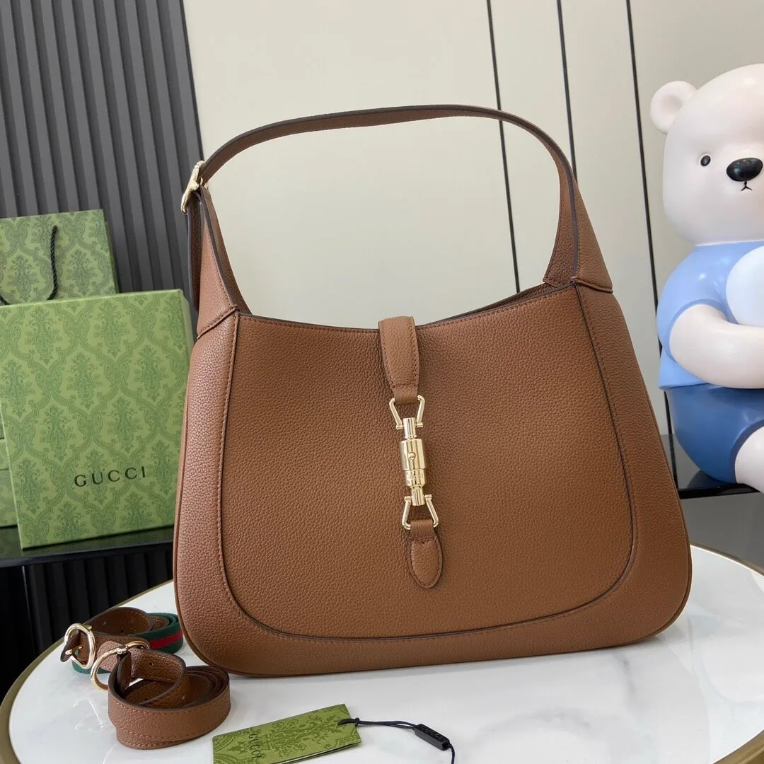Replica Gucci Jackie 1961 Medium Shoulder Bag – Iconic Hobo Silhouette in Black Grain Leather thumbnail