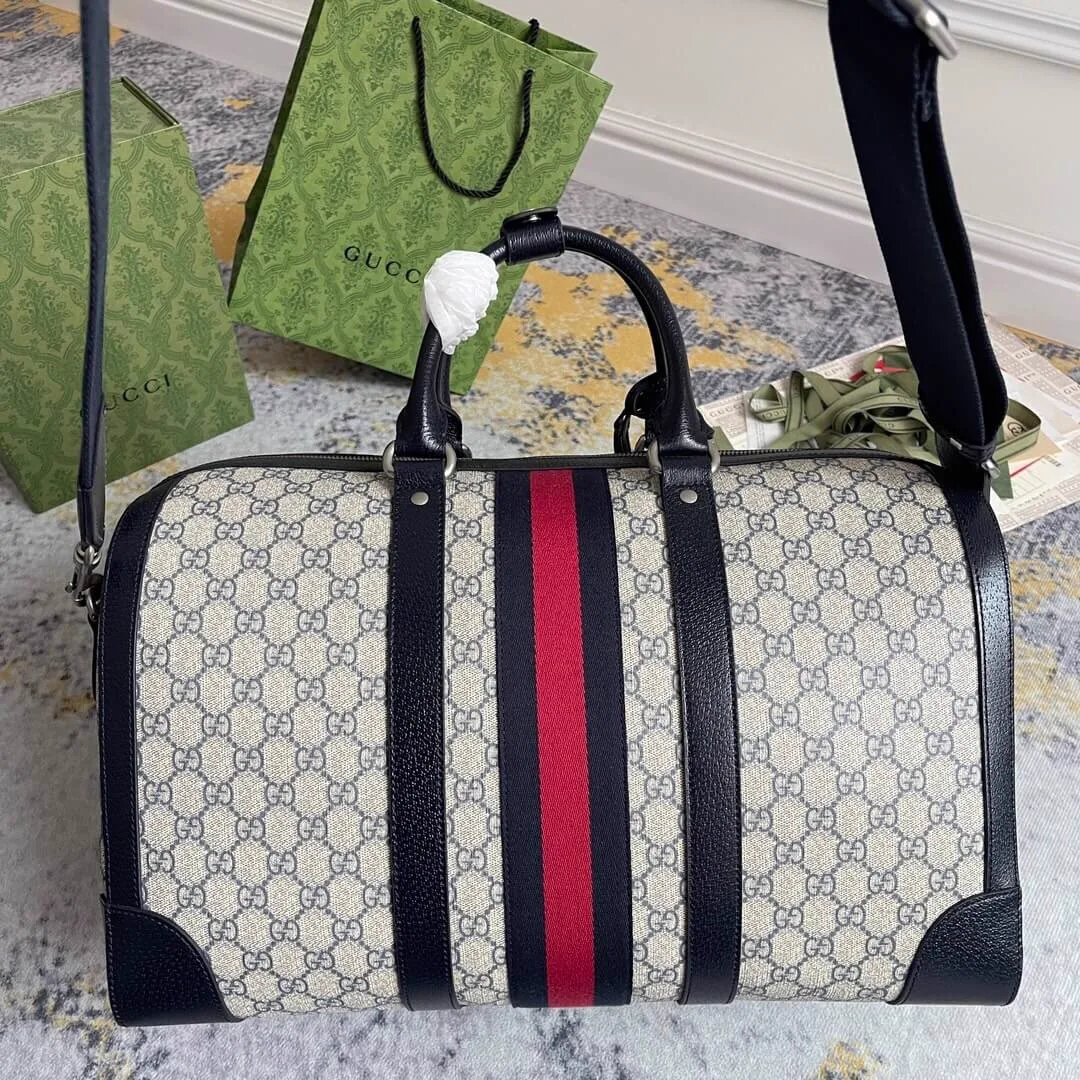 Reference image illustrating Replica Gucci Savoy Medium Duffle Bag – Iconic GG Canvas Travel Style