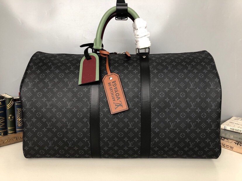 Reference image illustrating Replica Keepall Bandouliere 50 Travel Bag Inspired by Louis Vuitton Classic Design