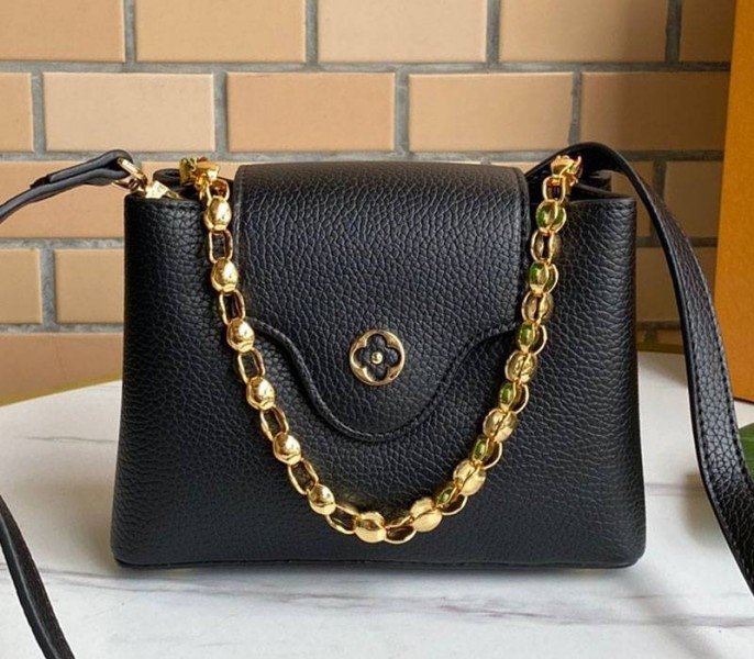 Reference image illustrating Replica Louis Vuitton Capucines Mini Chain Bag in Black – Design, History & Styling Guide