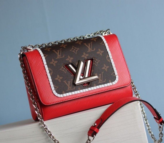 Replica Louis Vuitton Epi Leather Twist MM Canvas Trompe-l'œil Braid Bag in Red cover image