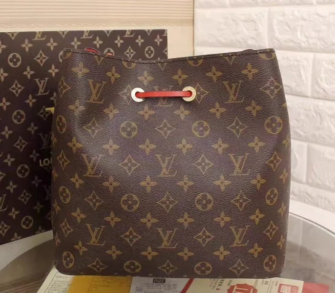 Reference image illustrating Replica Louis Vuitton Monogram Canvas NeoNoe MM Bag in Coquelicot – A Detailed Style Guide
