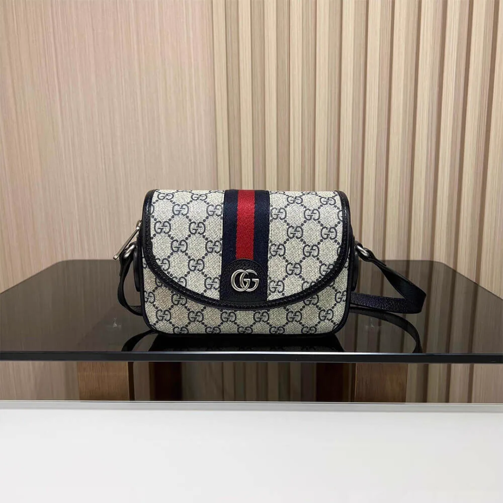 Replica Gucci Ophidia GG Mini Shoulder Bag – Beige/Blue Canvas & Leather thumbnail