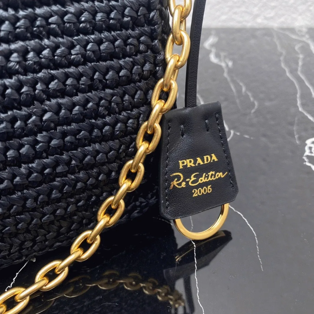 Reference image illustrating Replica Prada Re-Edition 2000 Shoulder Bag in Black Saffiano Leather