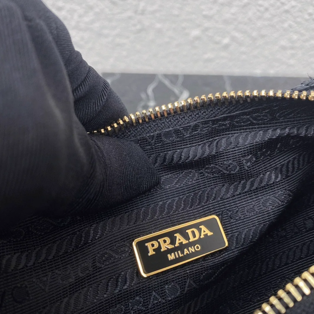 Reference image illustrating Replica Prada Re-Edition 2000 Shoulder Bag in Black Saffiano Leather