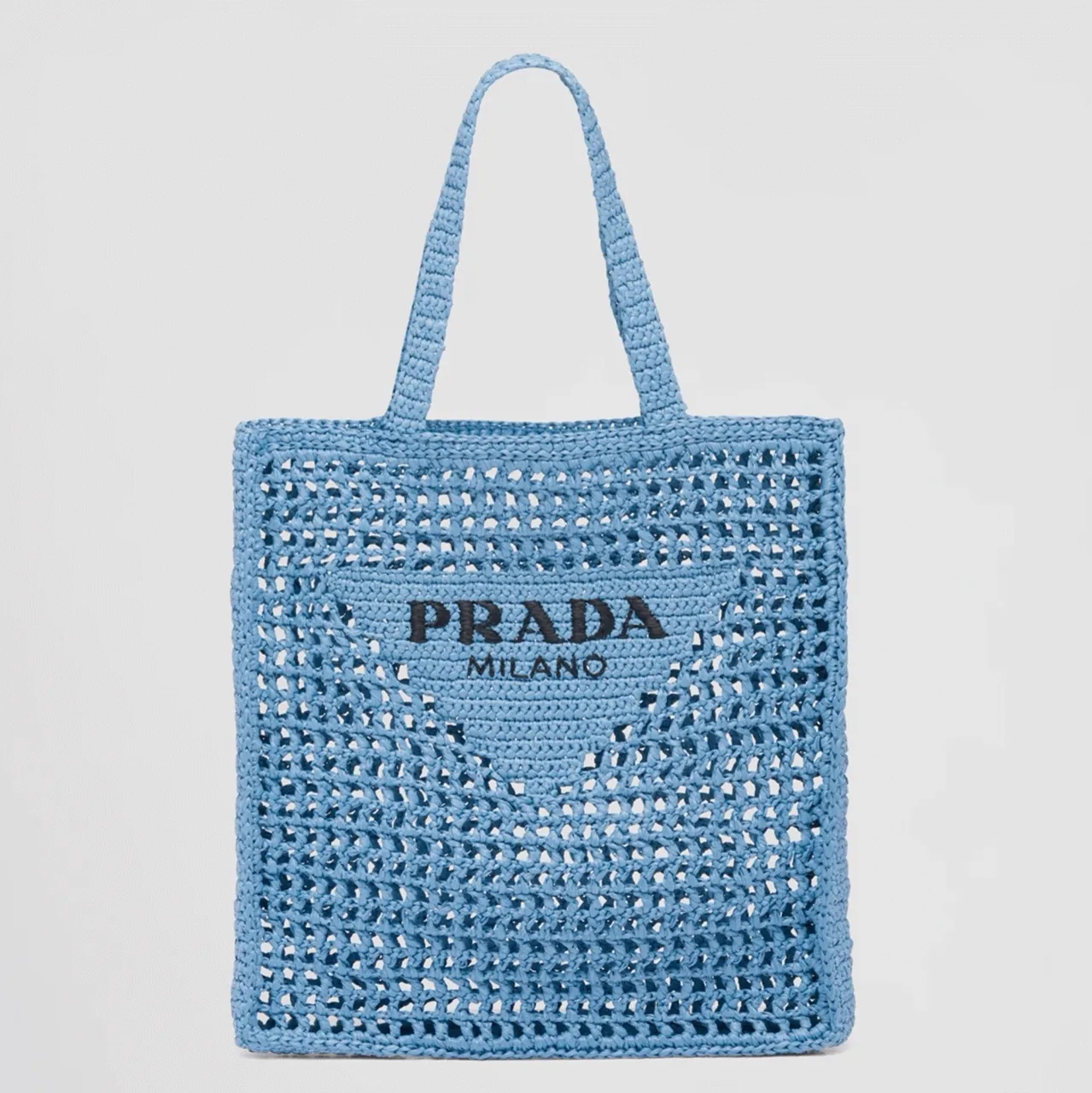Replica Prada Small Raffia Tote Bag in Blue Woven Straw – Summer Style Guide cover image