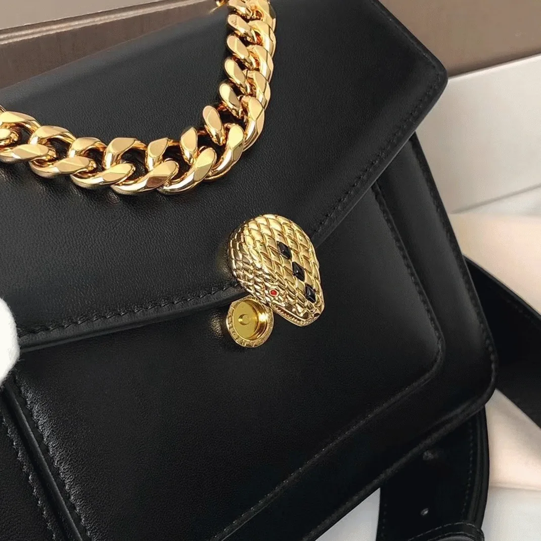 Reference image illustrating Replica Bvlgari Serpenti Forever Small Crossbody Bag with Chain Black