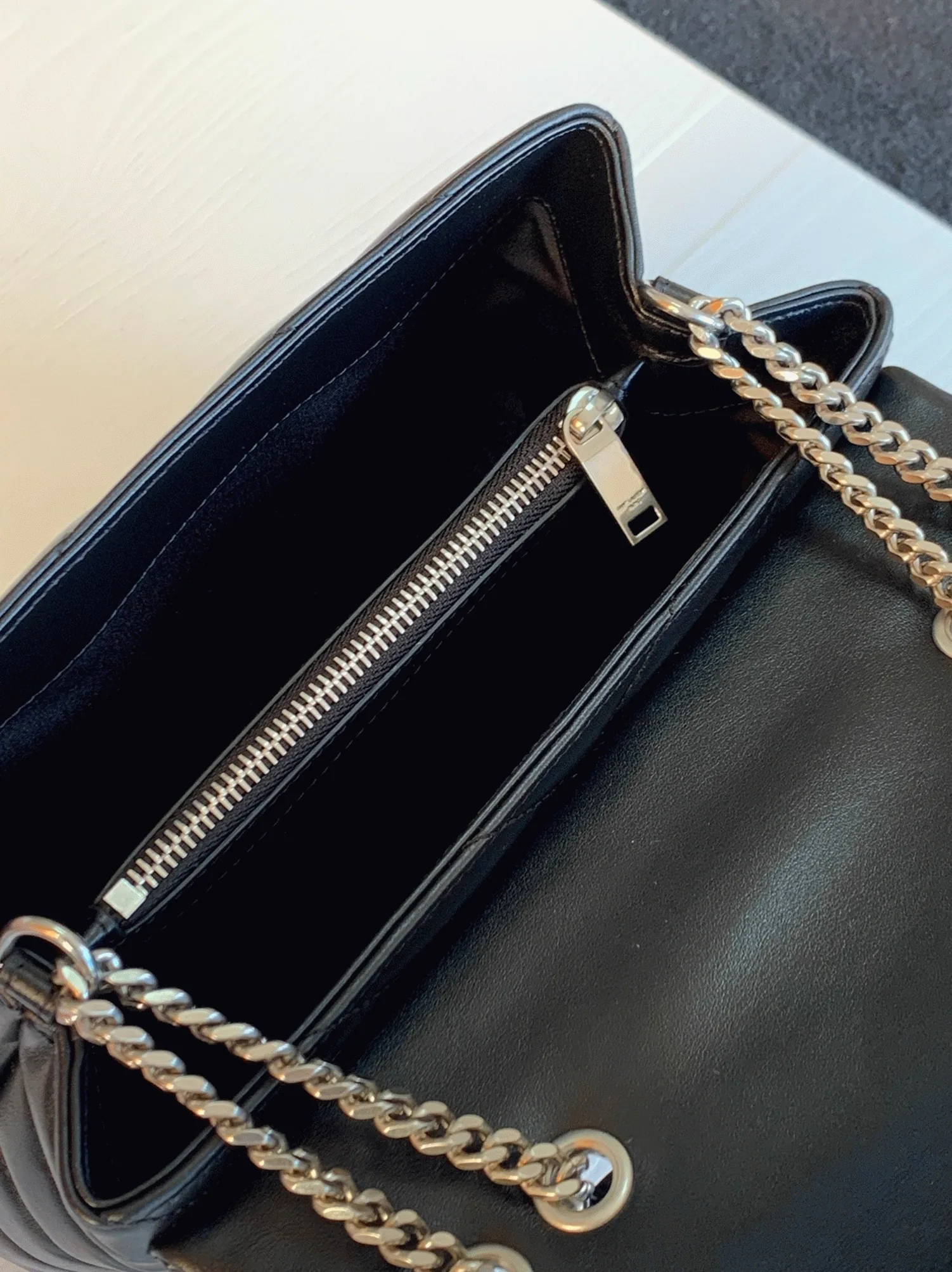 Reference image illustrating Replica Saint Laurent LouLou Small Chain Bag in Noir – A Detailed Style Guide