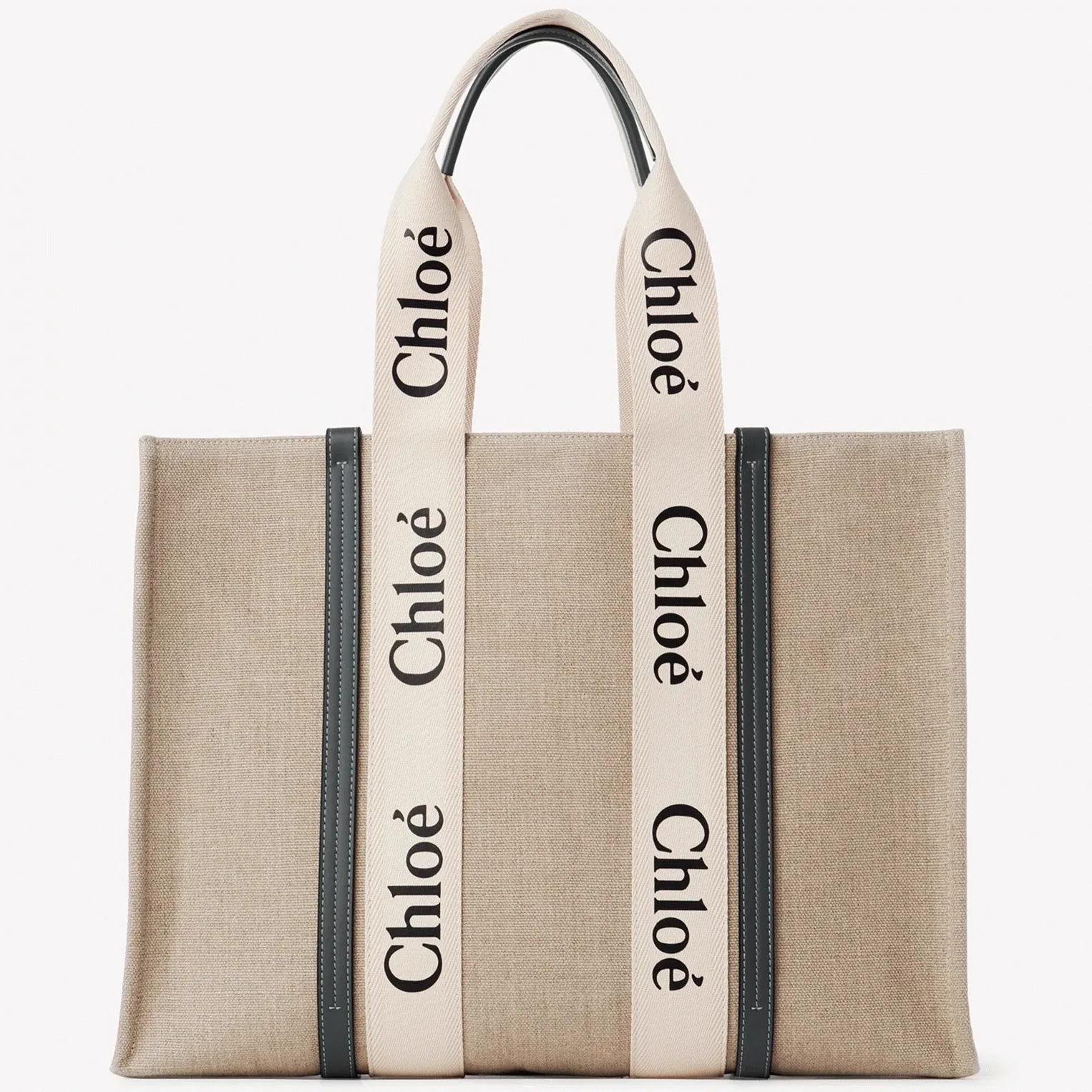 Replica Chloe Woody Large Tote Bag in Linen Canvas with Navy Blue Leather – Style & Design Guide thumbnail