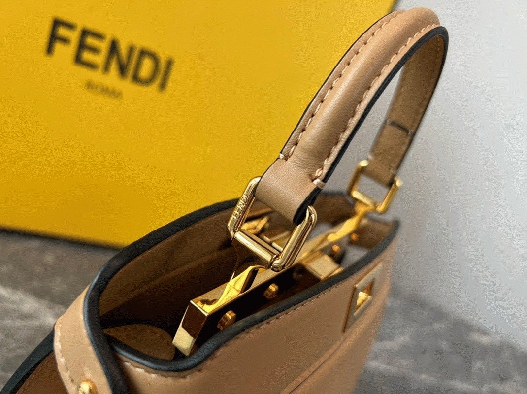 Reference image illustrating Replica Fendi Peekaboo ISeeU Petite Bag in Beige Nappa Leather – Style Guide & History