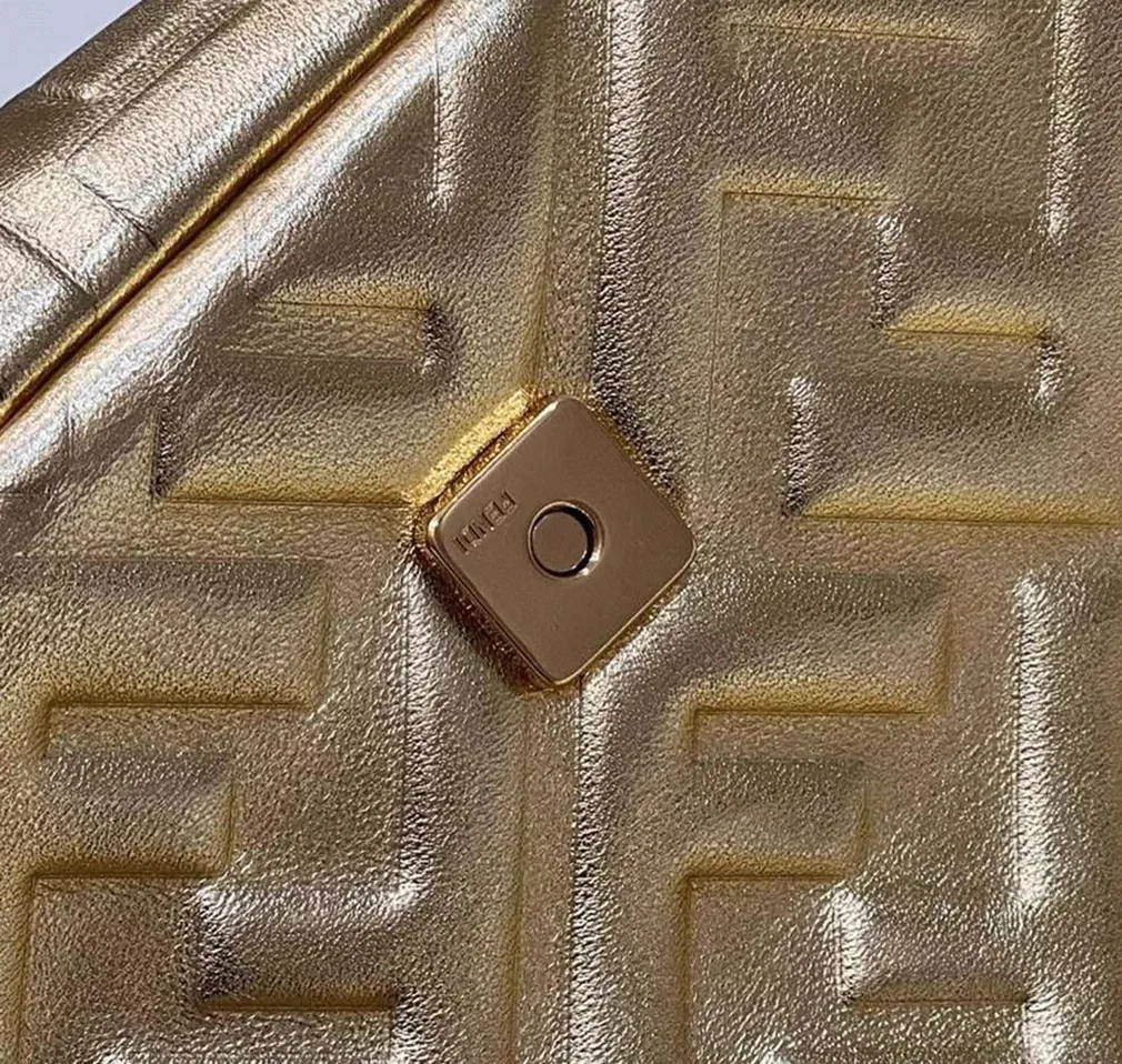 Reference image illustrating Replica Fendi Large Baguette Bag in Gold FF – A Detailed Style Guide