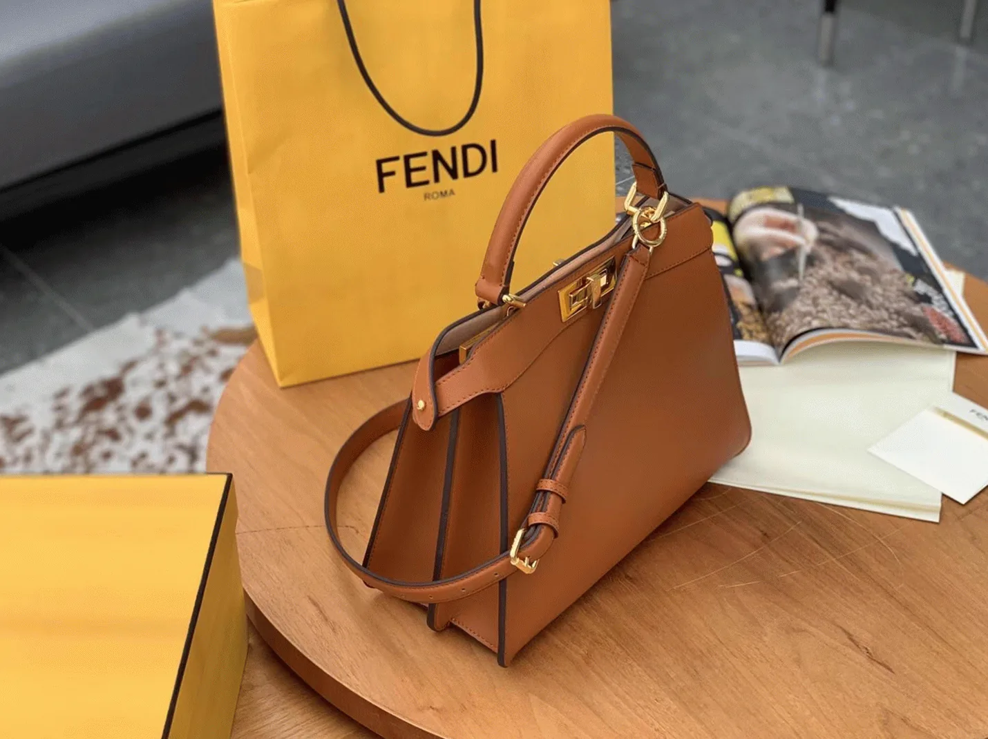 Reference image illustrating Replica Fendi Peekaboo ISeeU Medium Bag in Brown Calfskin – Design, History & Styling Guide