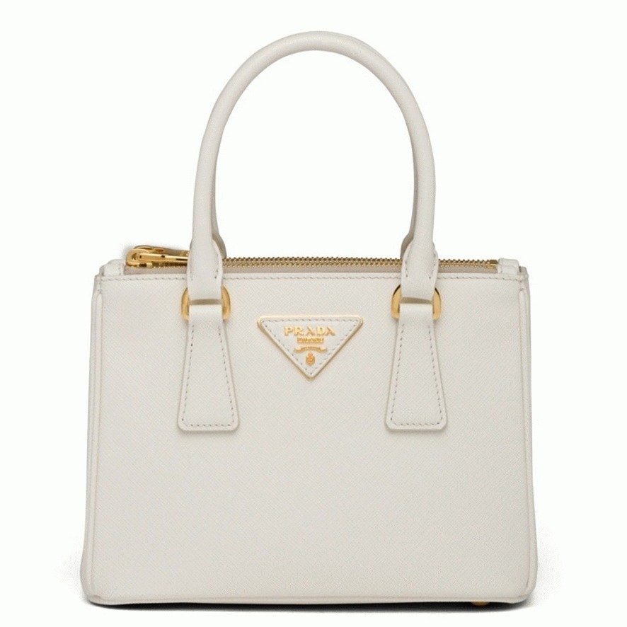 Replica White Prada Mini Galleria Bag in Saffiano Leather cover image