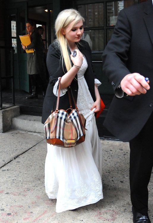 Reference image illustrating Abigail Breslin’s Burberry Canterbury Shoulder Bag: A Grown-Up Street Style Moment in NYC