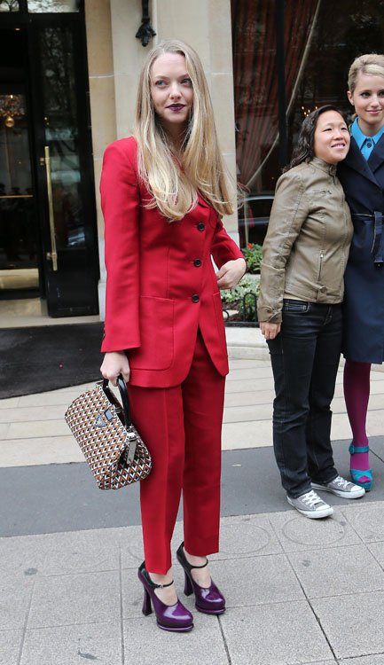 Reference image illustrating Amanda Seyfried Goes Avant-Garde in Head-to-Toe Prada at Paris Fashion Week