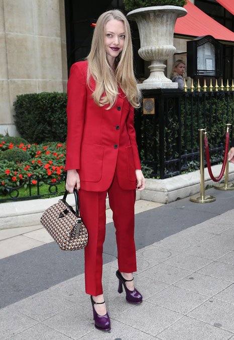 Reference image illustrating Amanda Seyfried Goes Avant-Garde in Head-to-Toe Prada at Paris Fashion Week
