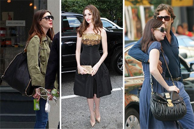 Reference image illustrating Anne Hathaway's Handbag Collection: From Chanel Classics to Red Carpet Clutches