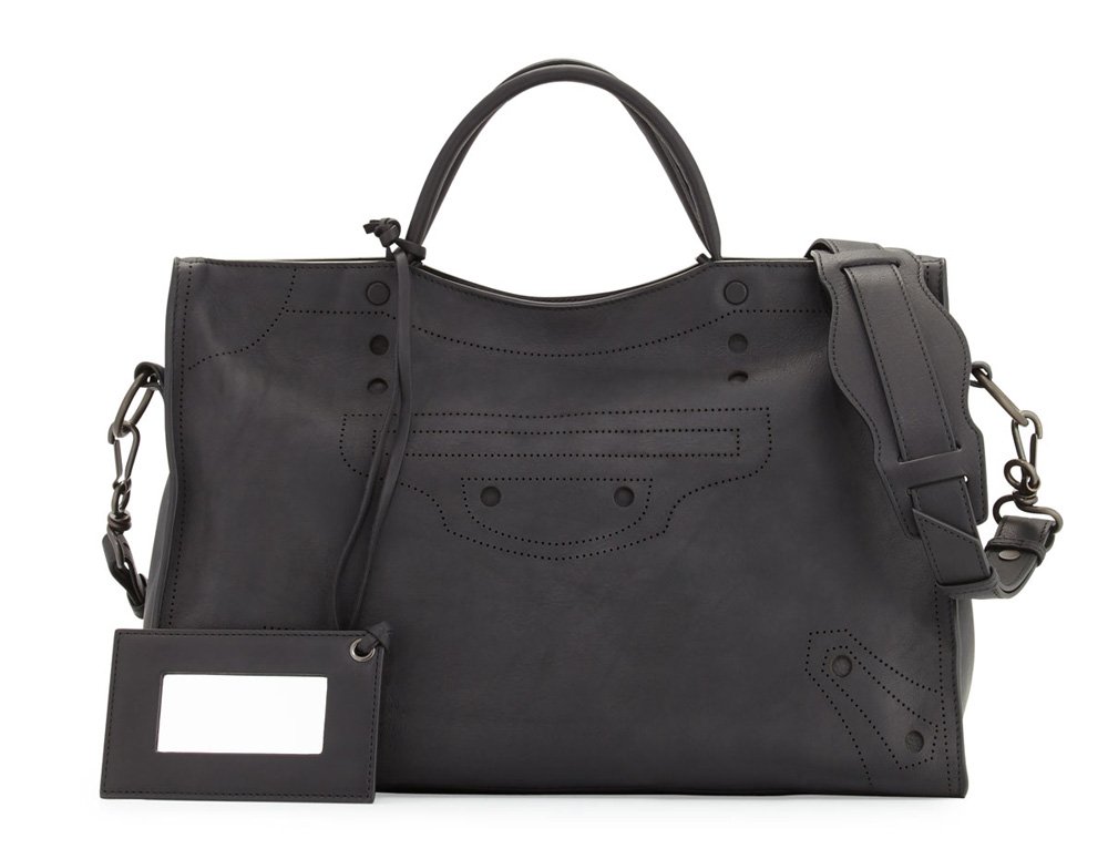 Reference image illustrating Balenciaga Blackout City AJ Bag Review: Stud-Free Design With Perforated Leather