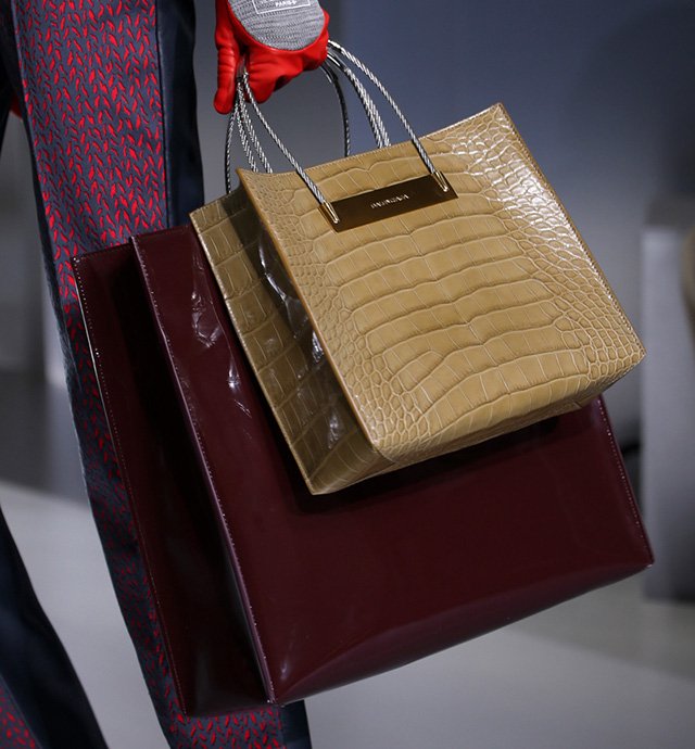 Reference image illustrating Balenciaga Fall 2014: Alexander Wang Reinvents the Shopping Bag as a Luxury Handbag