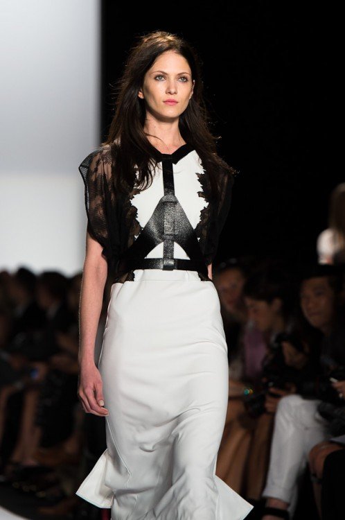 Reference image illustrating BCBG Max Azria Spring 2013 Runway: Harness Details Meet Minimalist Handbags