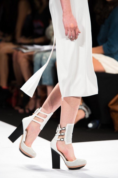 Reference image illustrating BCBG Max Azria Spring 2013 Runway: Harness Details Meet Minimalist Handbags