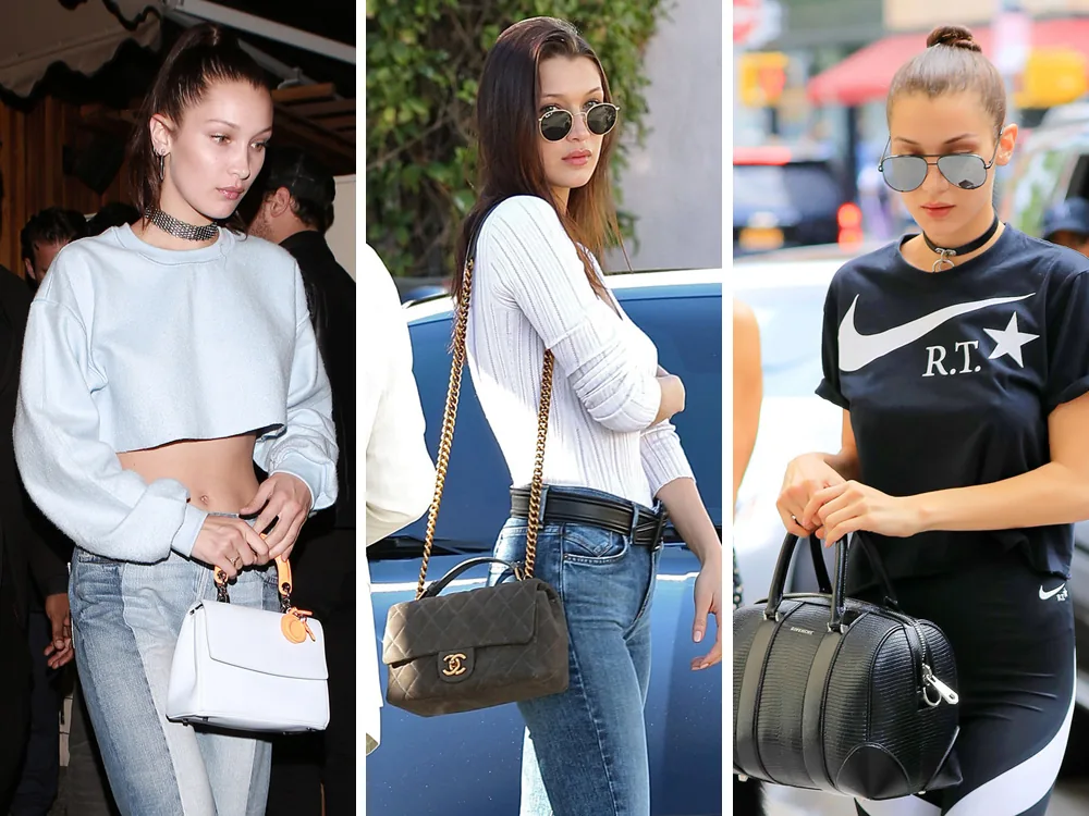 Reference image illustrating Bella Hadid's Designer Handbag Collection: A Complete Look at Her Most-Worn Luxury Bags