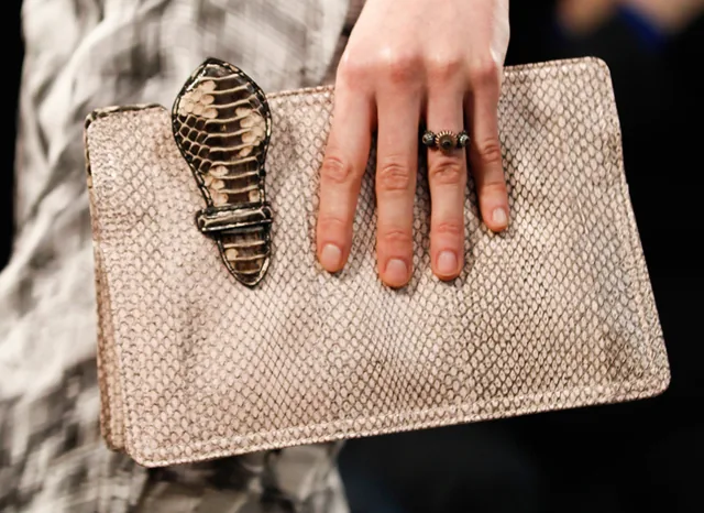 Reference image illustrating Bottega Veneta Fall 2014 Handbags Embrace Exotic Snakeskin in Neutral Tones