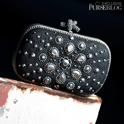 Bottega Veneta Nero Galuchat Knot Clutch: A Masterpiece of Stingray Skin and Handcrafted Studs thumbnail