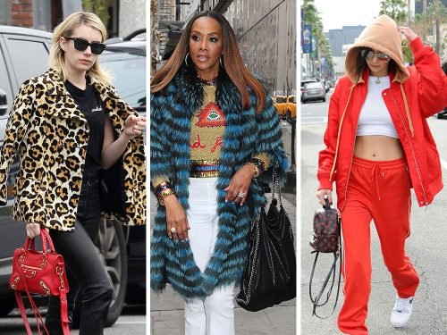 Bright Red Hues, Logo Mania, and Stella McCartney Falabella Dominate Celebrity Handbag Sightings thumbnail