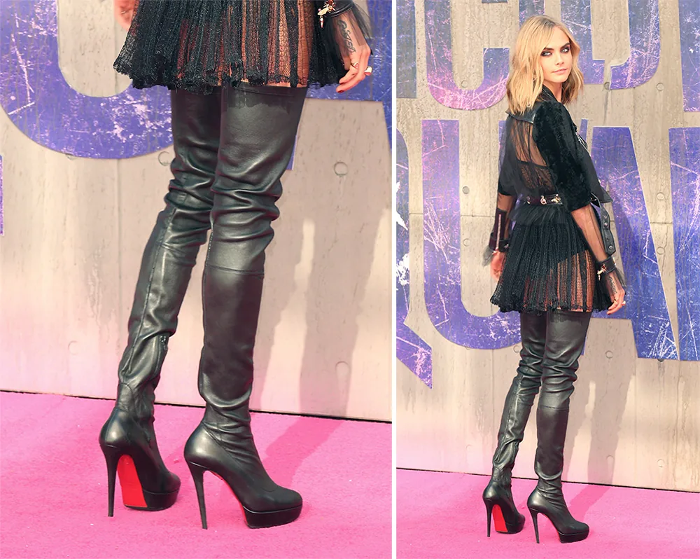 Reference image illustrating Cara Delevingne’s Boldest Shoe Moments from the Suicide Squad Press Tour