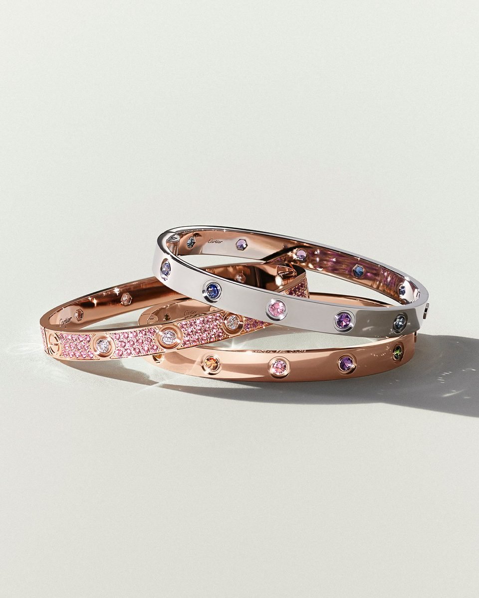 Reference image illustrating Cartier Rainbow Love Bracelet Returns: Inside the New Love Color Capsule Collection