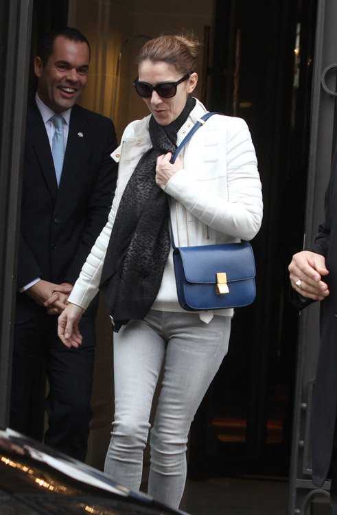 Reference image illustrating Celine Dion’s Navy Celine Classic Box Bag: A Parisian Street Style Moment