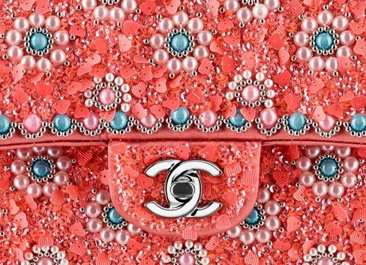 Chanel Cruise 2014 Exceptional Pieces: Beaded Classic Flap Bags in Pink, Blue, and White thumbnail