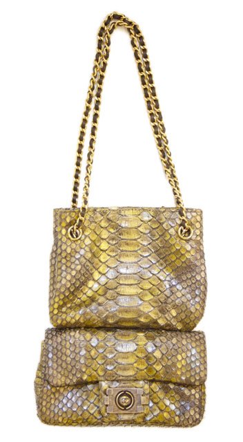 Reference image illustrating Chanel Fall 2011 Handbag Collection: Python Flap Bags and Dystopian Luxury