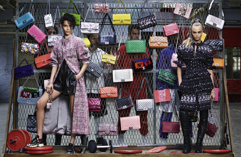Reference image illustrating Chanel Fall 2014 Campaign: Handbags Meet High-Intensity Style in a Boxing Gym