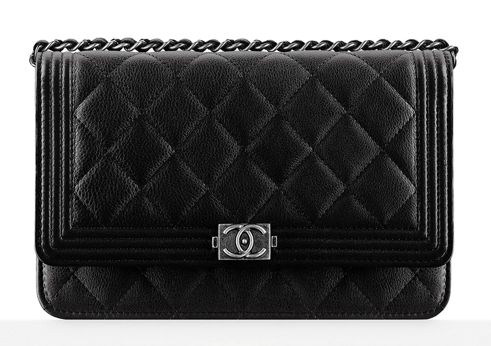 Reference image illustrating Chanel Fall 2016 Small Leather Goods: WOCs, Wallets & Tweed Phone Cases